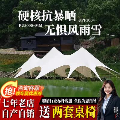 户外防晒遮阳帐篷天幕式稳固抗风防水露营装备桌椅天幕套餐万重山