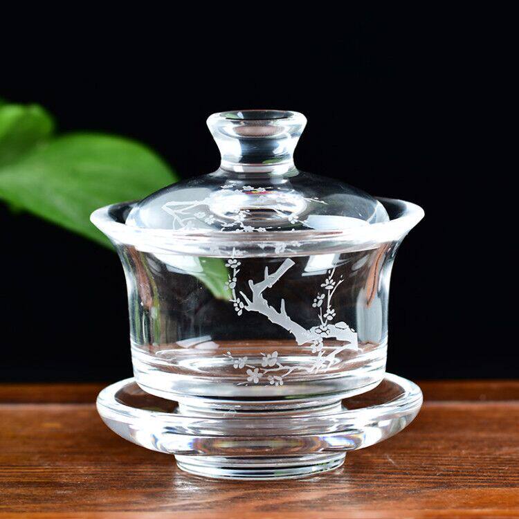 纯手工打磨天然原石水晶盖碗功夫茶具全净泡茶碗三才碗茶杯可刻字
