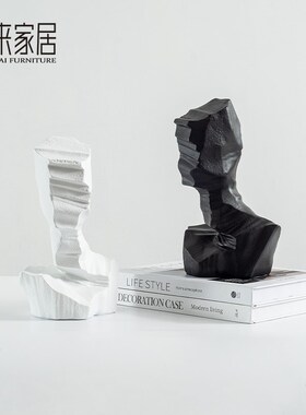 黑白人物样板间客厅抽象艺术雕塑现代简约家居软装饰树脂桌面摆件