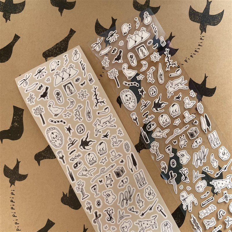 一个小沙丘整卷分装杂货铺手绘元素基础deco点缀切膜贴纸卷手帐