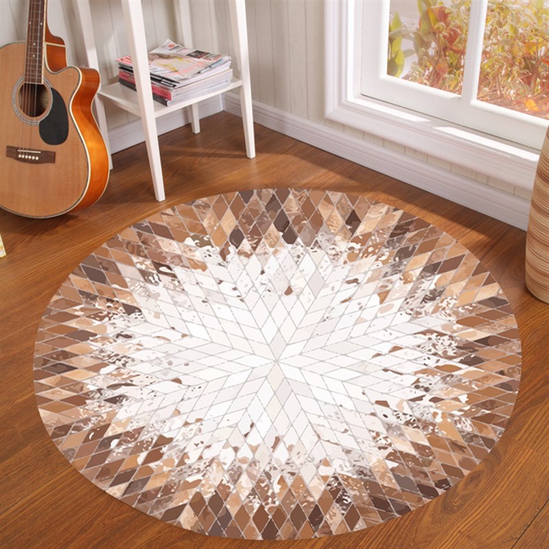 528 几何印花地毯 卧室飘窗吊篮圆形地垫浴室防滑垫0cm