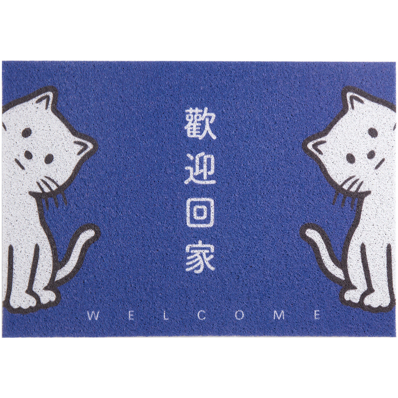 暖藻 卡通猫咪简约进门入户门丝圈地垫家用玄关防滑除尘门垫地毯