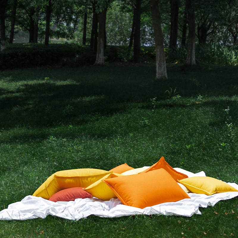 LIVING inc.全棉帆布抱枕棉麻加厚靠枕纯色沙发靠垫客厅方枕头