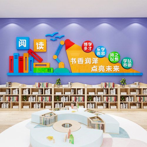 阅读室区读书角班级主题文化墙面装饰图书角布置教室标语布置墙贴