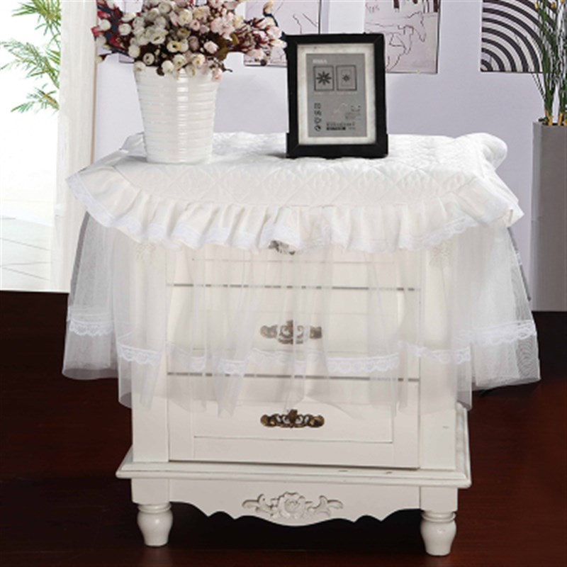蕾丝公主风床头柜罩粉色盖布小方桌欧式台布电视柜防尘罩米大红色