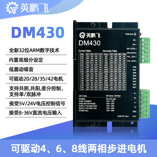 英鹏飞42步进电机驱动器DM430通用M415B/M420B驱动板128细分24V
