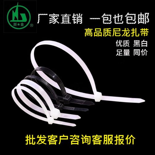 金星10*800mm固定塑料环保自锁式尼龙扎带 100条线束扎线带白黑色