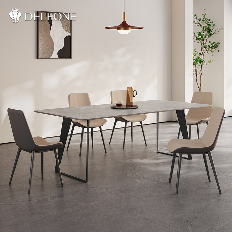 德利丰岩板餐桌椅组合新款小户型家用现代简约意式极简长方形饭桌