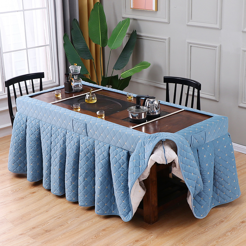 定制茶桌烤火桌罩长方形美甲桌办公桌取暖桌布冬季加厚电暖炉罩