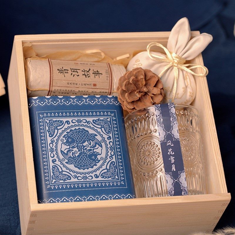 哟喃手作礼品云南大理手工扎染瓦猫文创木盒礼盒送客户朋友创意伴