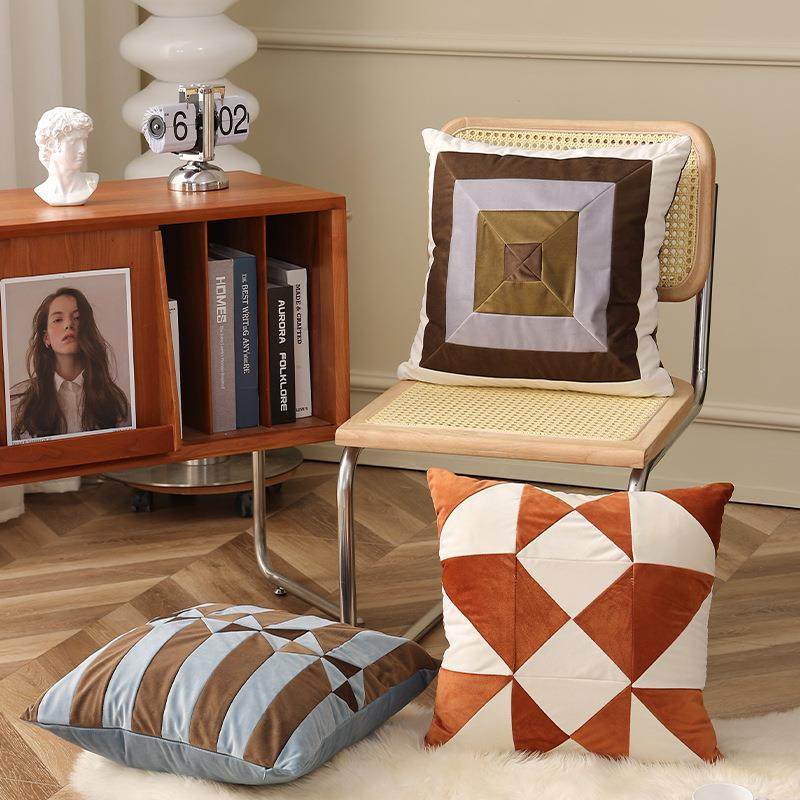 几何拼配撞色简约沙发抱枕套绒布拼色轻奢风家用客厅靠垫办公腰靠,3C数码配件,其它配件,淘宝优惠券,粉丝福利购,淘宝优惠卷