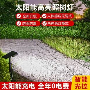 太阳能庭院照明灯家用户外投光灯防水树木亮化灯园林投射灯插地灯