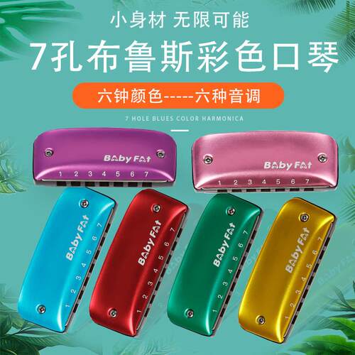 Bsby Fat布鲁斯7孔口琴成人学生课堂练习演奏口吹琴Harmonica