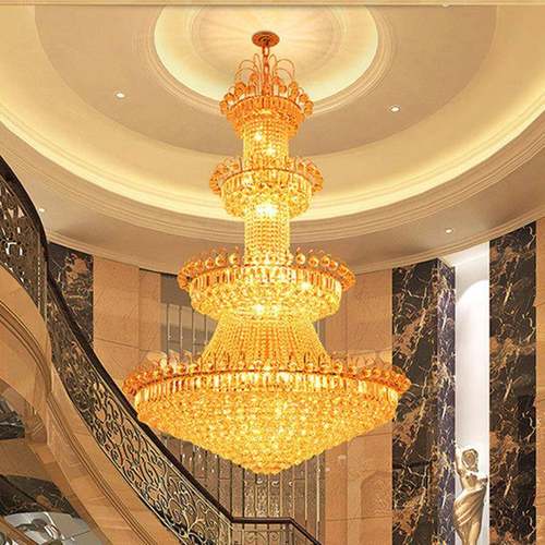 水晶吊灯大代气别墅具复式酒店客厅灯现简中空约楼梯欧见描述式灯