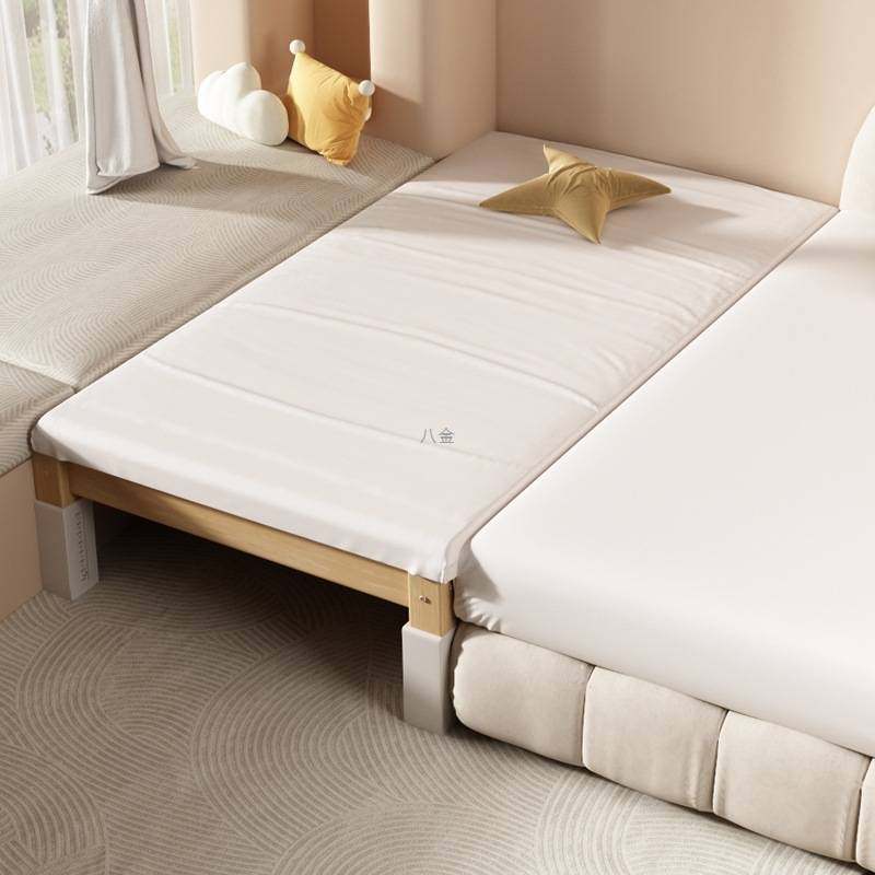 儿童床实木婴儿拼接大床男女孩可调节高度单人床边加宽带护栏小床