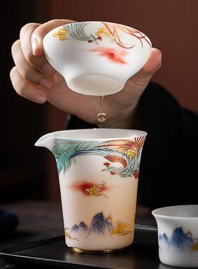 冰种玉瓷过隔滤组器中国白素烧羊脂全瓷孔OZC玉茶漏滤陶瓷茶茶具