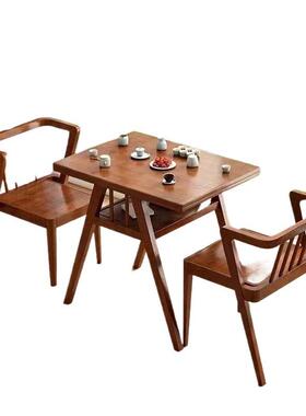 全实木阳小茶桌喝茶几简易茶桌小户型桌椅SNA组合台一茶简约一体