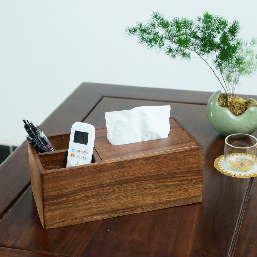 胡桃木抽纸盒实木轻奢纸巾盒新中式客厅家用创意木质抽纸盒桌面