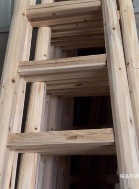 实加粗木质圆料梯单梯爬老AL100332阁楼包邮装修工式程楼梯木梯子