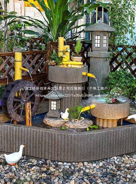 入户玄关山流水喷假鱼池造景室内阳台园装饰户外庭泉花院水5528A