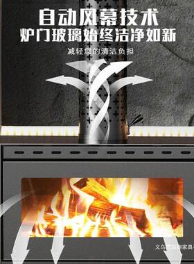 温壁家用直销户外家用烧柴木柴QMC壁炉欧式壁真火炉耐高炉客厅美