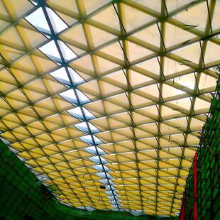 商场中庭采光顶OP-223棚电动遮阳帘乌房鲁齐阳光智能热天棚帘厂隔