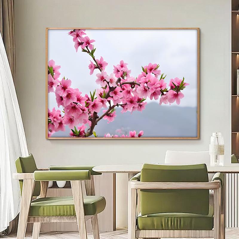 桃壁花挂旺桃花运桃花装饰画田园风光现简约代房间画QYF卧室床头