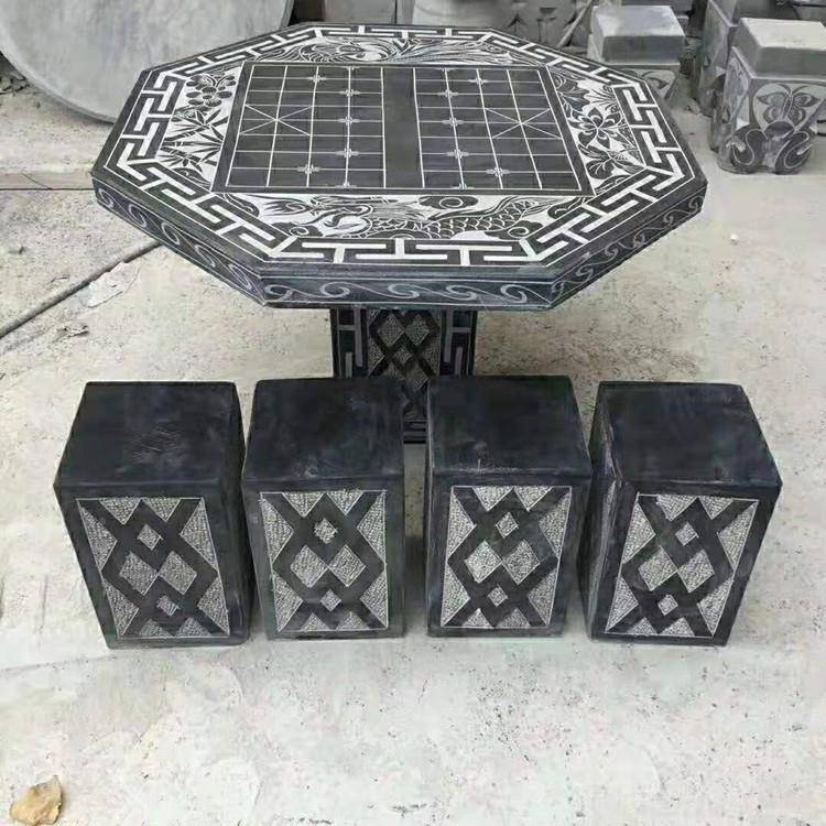 然石桌凳花园石别墅石雕桌天2023511青石花院岗岩棋盘户外石桌公