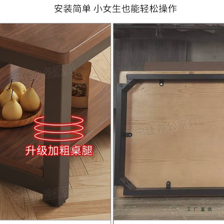 小方桌茶几正方形家用双层茶桌餐桌饭桌极简四方矮桌木头桌小桌子