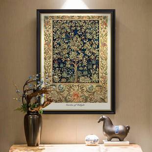 代美式 饰zy079画走廊画书房财挂画挂毯发树壁沙发背景样现 玄关装