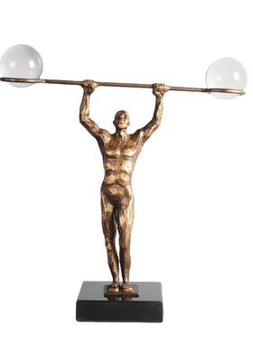 创设水2271晶球工艺品古意怀旧摆样板房装饰品举重人物复客厅欧式