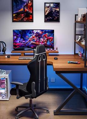 实木转角电电脑双桌台式HSSL型长书桌家用卧室写字台拐人角靠墙竞