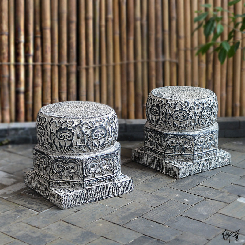 石鼓凳桌凳鼓凳庭院桌挡车露台石门墩石凳凳子家用门石桌椅人造石