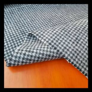 现货惠粗双面羊绒黑小千鸟GIE格毛呢纺秋冬男女50毛外套优大衣面