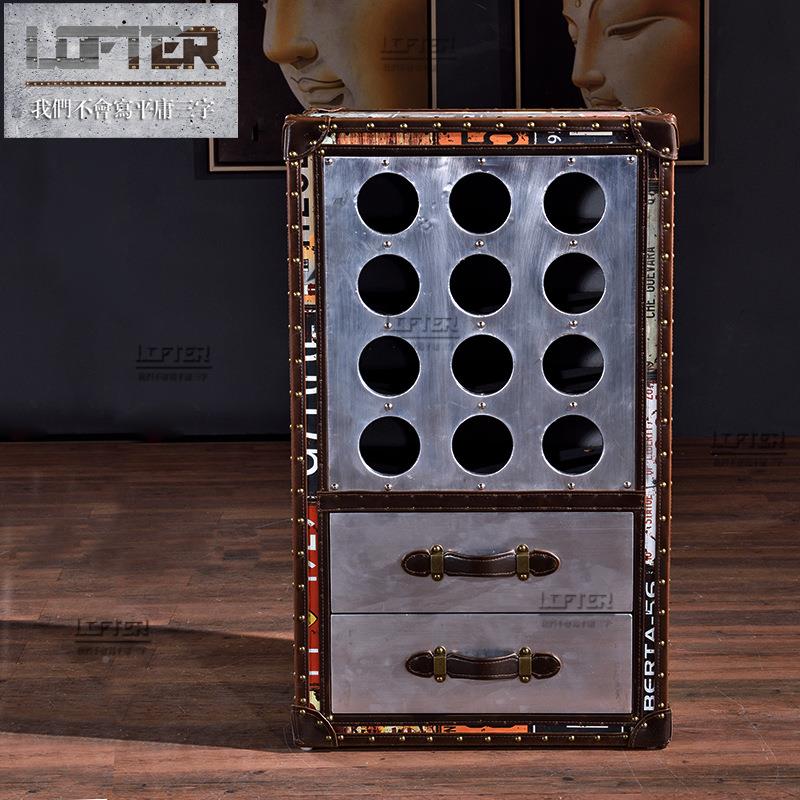 L工红OFT业风铝皮铆钉酒柜后现代主义式个性复古车牌88442欧双抽
