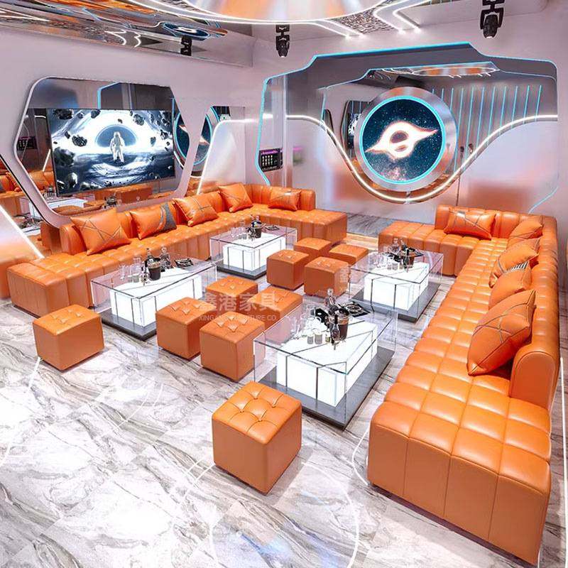 ktv沙发轻奢茶几K房家庭影院派对卡座清吧U型L型转角酒吧卡座