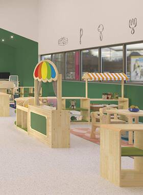 幼儿书园实区木角组合柜子儿童玩具柜收纳储物柜阅读柜书包衣UON