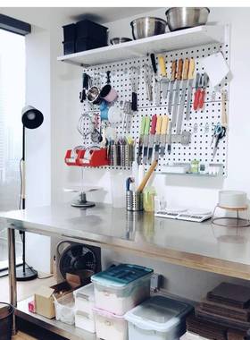 方孔洞洞板免打烘焙工具家用纳厨房厨AL100424理具收整网孔红铁艺