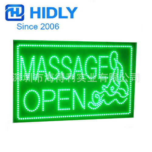 加拿大绿色LED MASSAGE OPEN SIGN招牌批发按摩营业中发光字