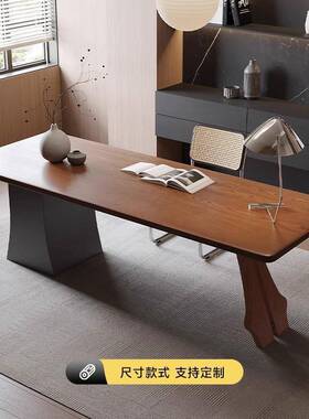 创意公设计师实木办桌一体两用白蜡原木茶木RYL书桌老板茶台带抽