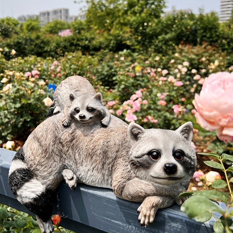 玩耍猫鼬花架树脂花园造景装饰园艺阳台庭院台阶摆件多肉花盆搭配