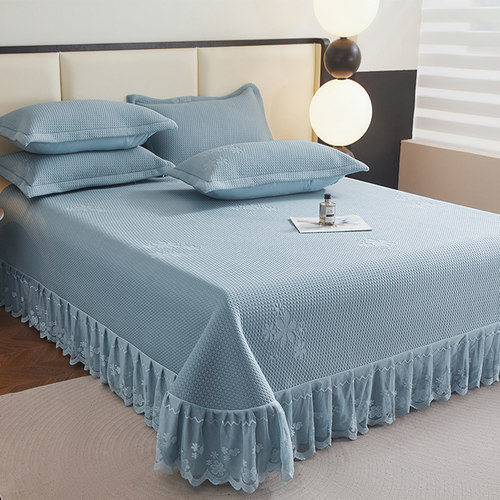 夏季凉感冰豆豆凉席三件套床盖款高端提花冰丝席可机洗空调软席子