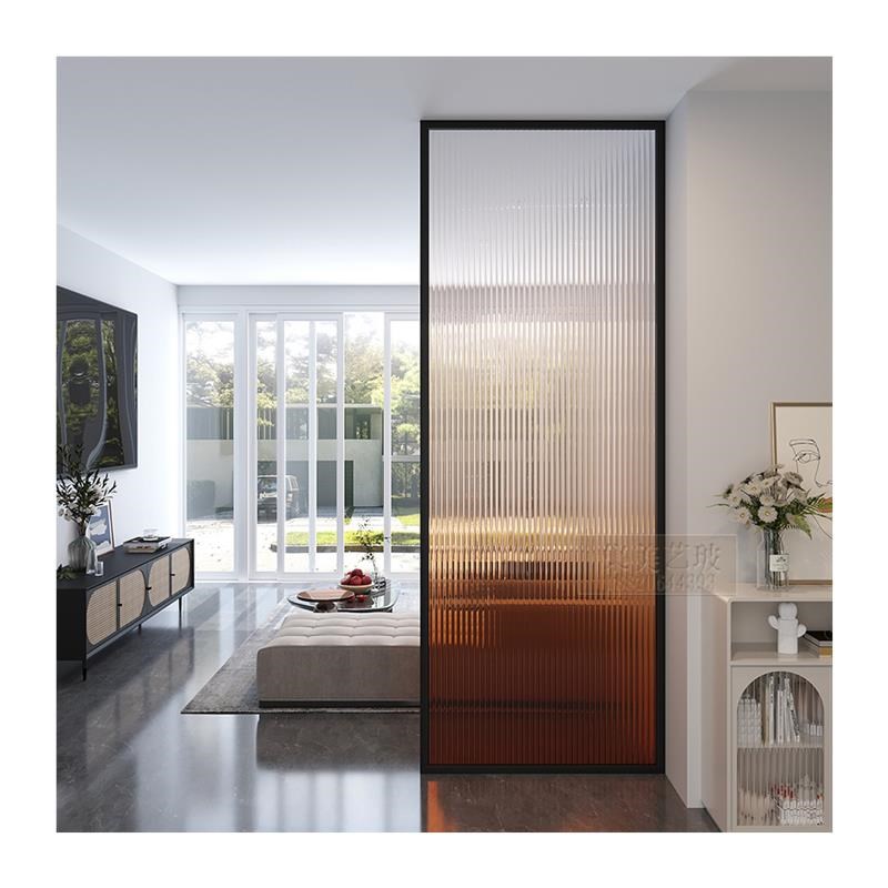 现代简约艺术渐变玻璃屏风隔断客厅入户玄关半墙灯带卧室酒店彩色