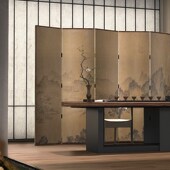 东方美学新古典屏风折叠可移动客厅茶室背景墙卧室床头折屏山水画