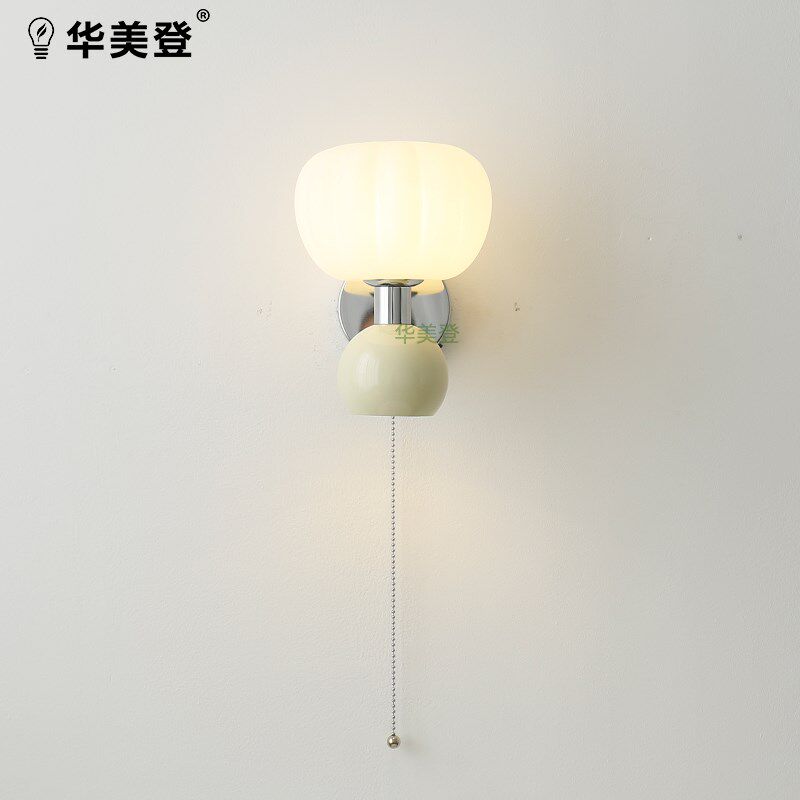 免布线充电壁灯奶油风客厅卧室床头灯书房餐厅灯走廊灯创意语音灯