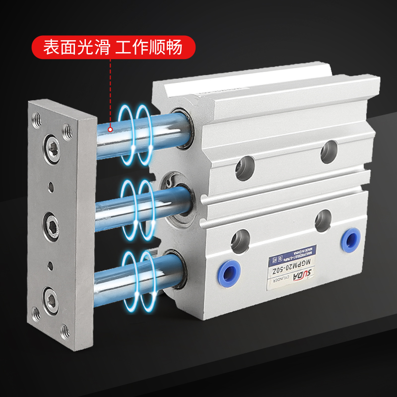 三轴气缸MGPM带导杆行程可调 1 20   10 MGPM三杆气缸