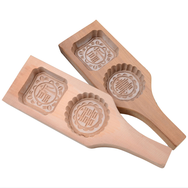 实木质月饼福喜寿烧饼干青团绿豆糕点心冰皮巧果勃花烘焙模具