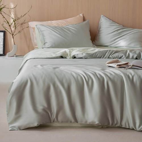 简纯双拼6四色PAC0支兰精约天丝三件套夏季冰感裸睡床单被罩床