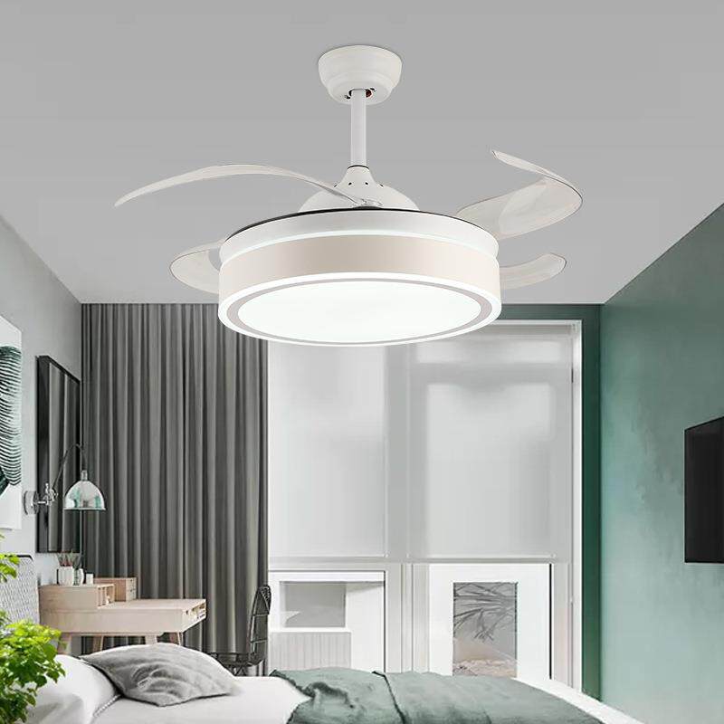 代简约扇隐形风扇灯个性42寸吊扇灯客厅现卧室创9535意风led铁艺