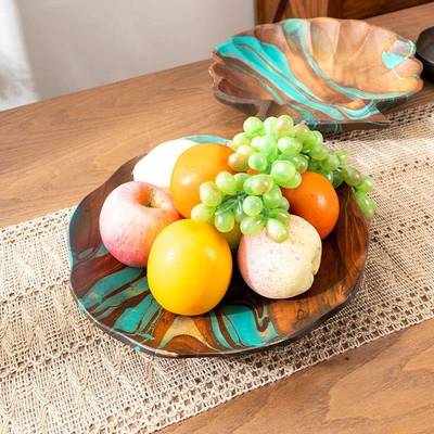 GP13650泰国创意波浪果纹木质果盘用客厅茶饰几水盘干果家居家装